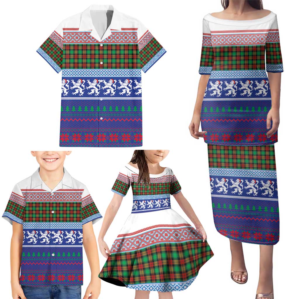 Scottish Christmas Family Matching Puletasi and Hawaiian Shirt Xmas Royal Lions and Tartan - Wonder Print Shop