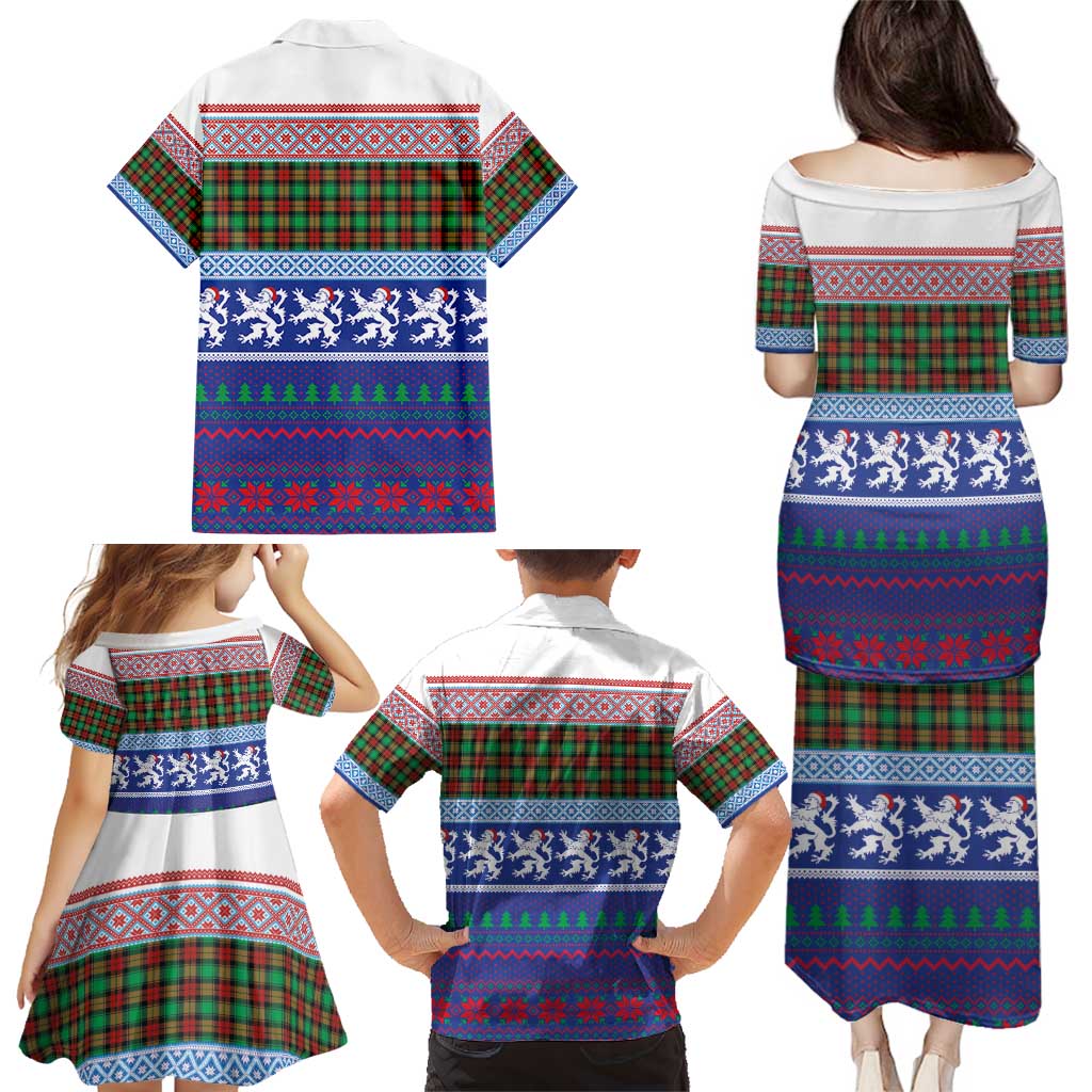 Scottish Christmas Family Matching Puletasi and Hawaiian Shirt Xmas Royal Lions and Tartan - Wonder Print Shop