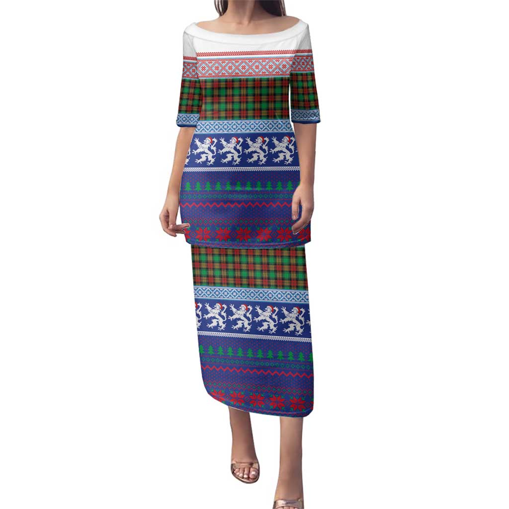 Scottish Christmas Family Matching Puletasi and Hawaiian Shirt Xmas Royal Lions and Tartan - Wonder Print Shop