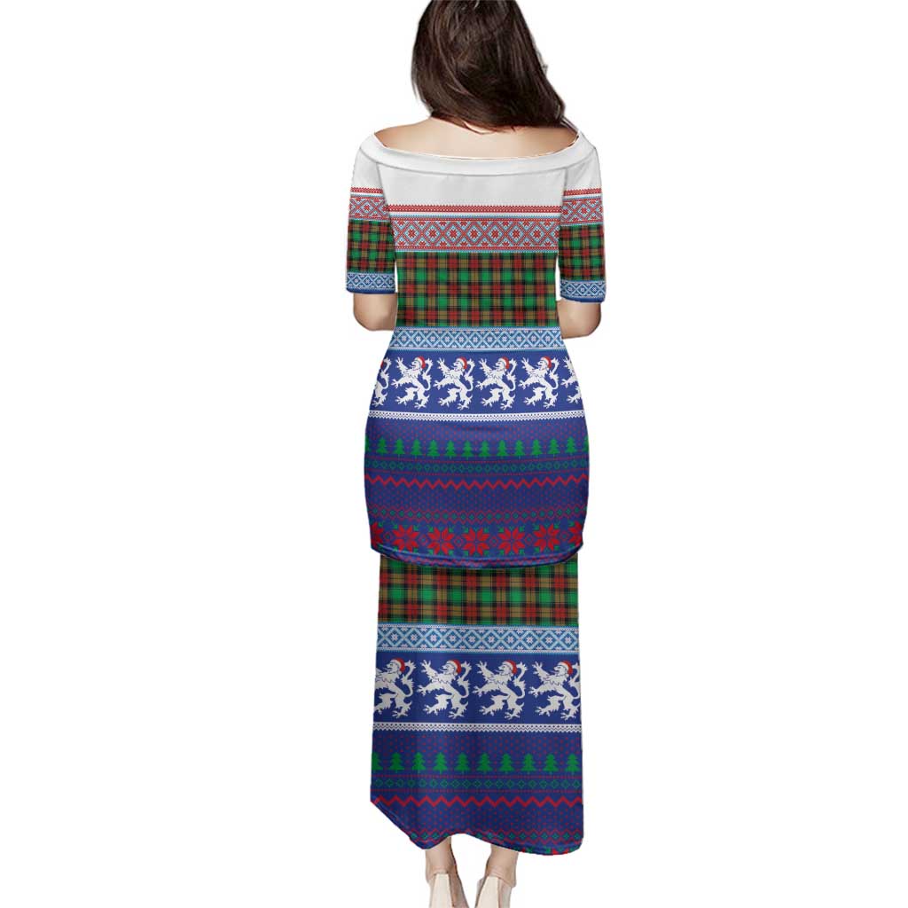 Scottish Christmas Family Matching Puletasi and Hawaiian Shirt Xmas Royal Lions and Tartan - Wonder Print Shop