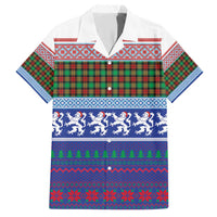 Scottish Christmas Family Matching Short Sleeve Bodycon Dress and Hawaiian Shirt Xmas Royal Lions and Tartan - Wonder Print Shop