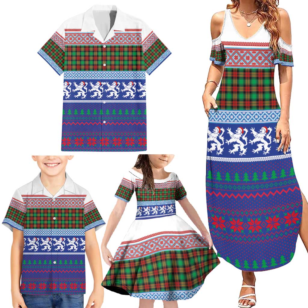Scottish Christmas Family Matching Summer Maxi Dress and Hawaiian Shirt Xmas Royal Lions and Tartan - Wonder Print Shop