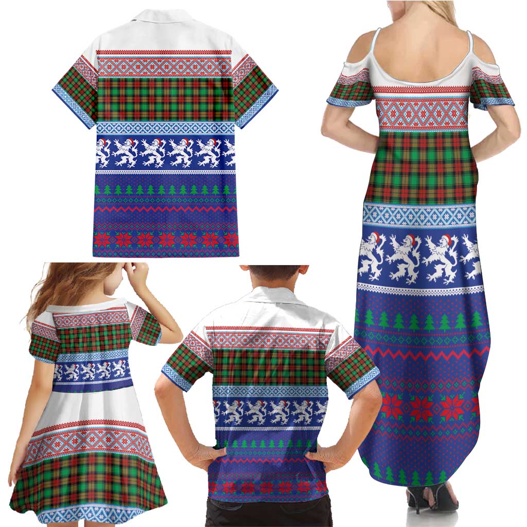 Scottish Christmas Family Matching Summer Maxi Dress and Hawaiian Shirt Xmas Royal Lions and Tartan - Wonder Print Shop
