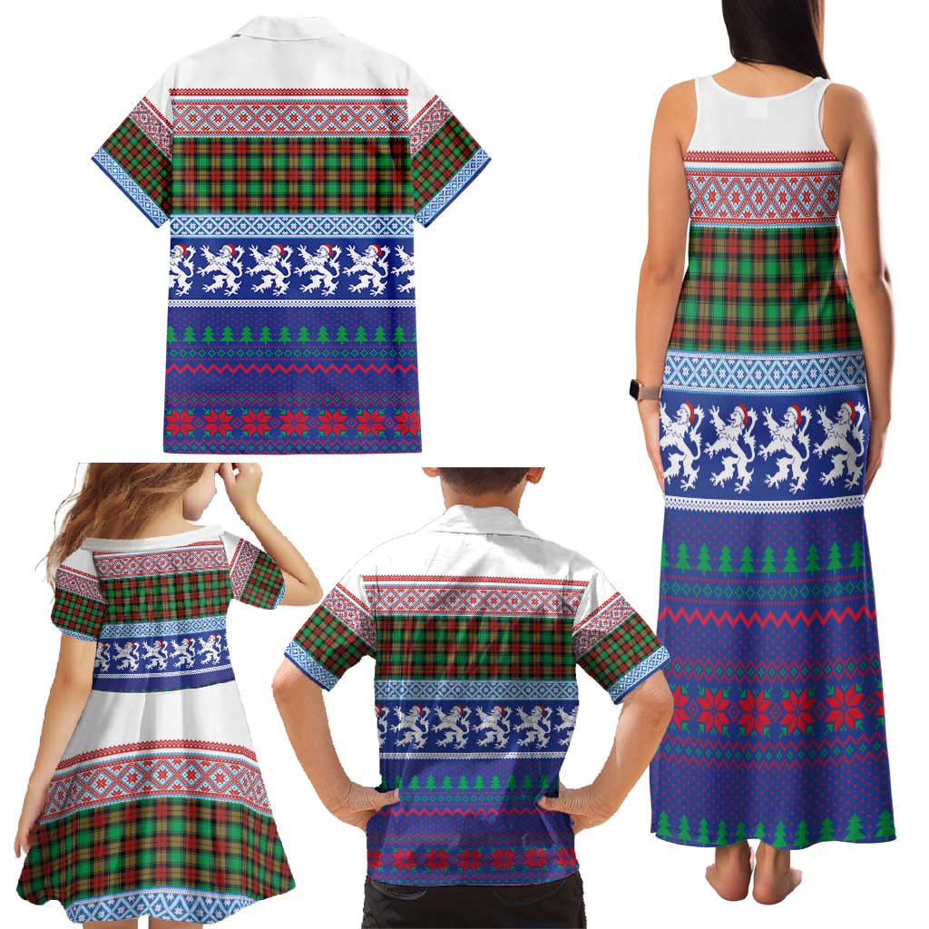 Scottish Christmas Family Matching Tank Maxi Dress and Hawaiian Shirt Xmas Royal Lions and Tartan - Wonder Print Shop