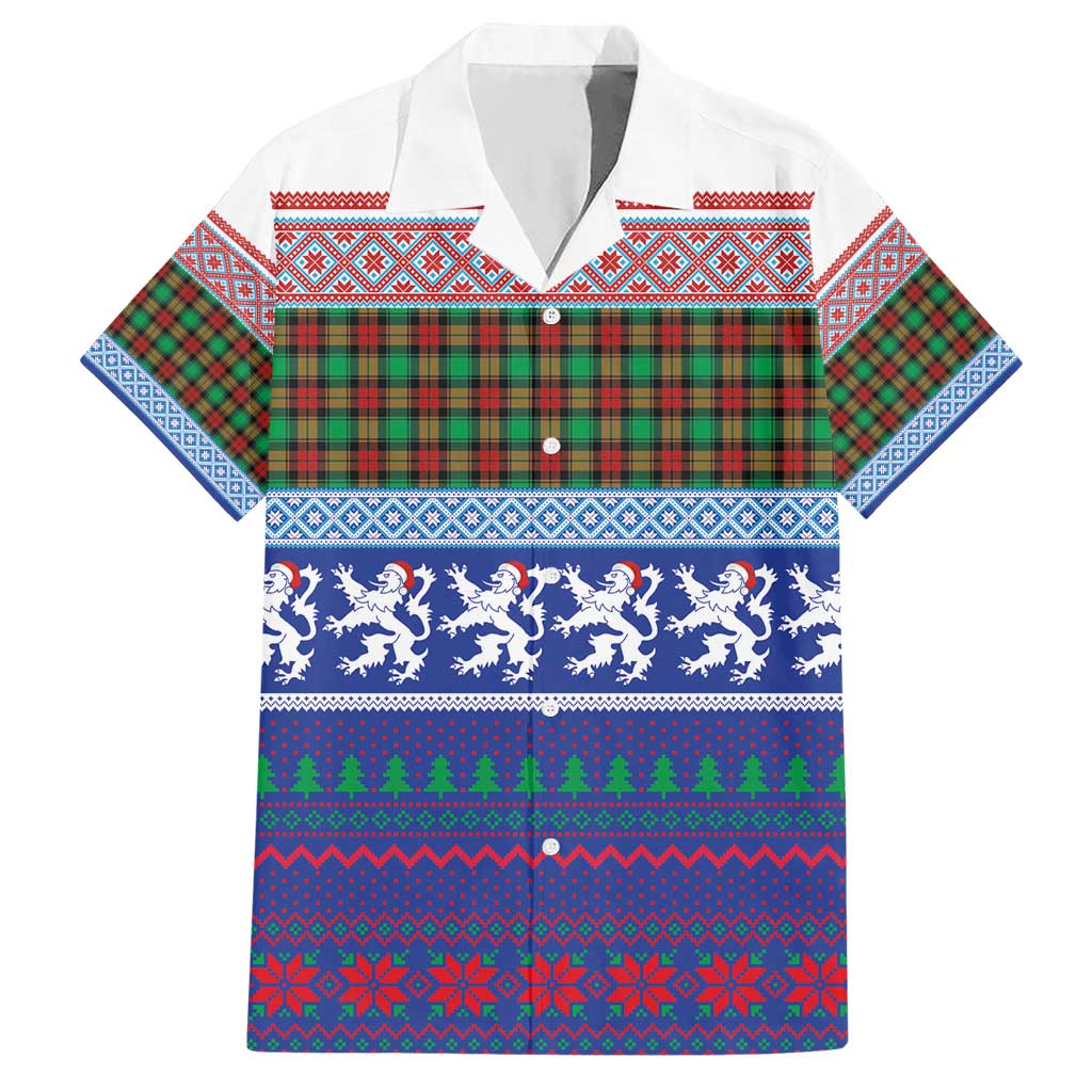 Scottish Christmas Hawaiian Shirt Xmas Royal Lions and Tartan - Wonder Print Shop