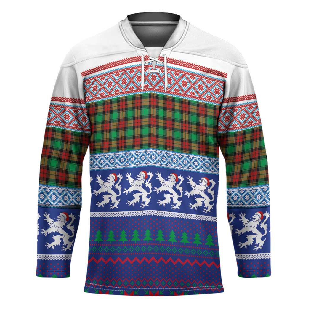 Scottish Christmas Hockey Jersey Xmas Royal Lions and Tartan - Wonder Print Shop
