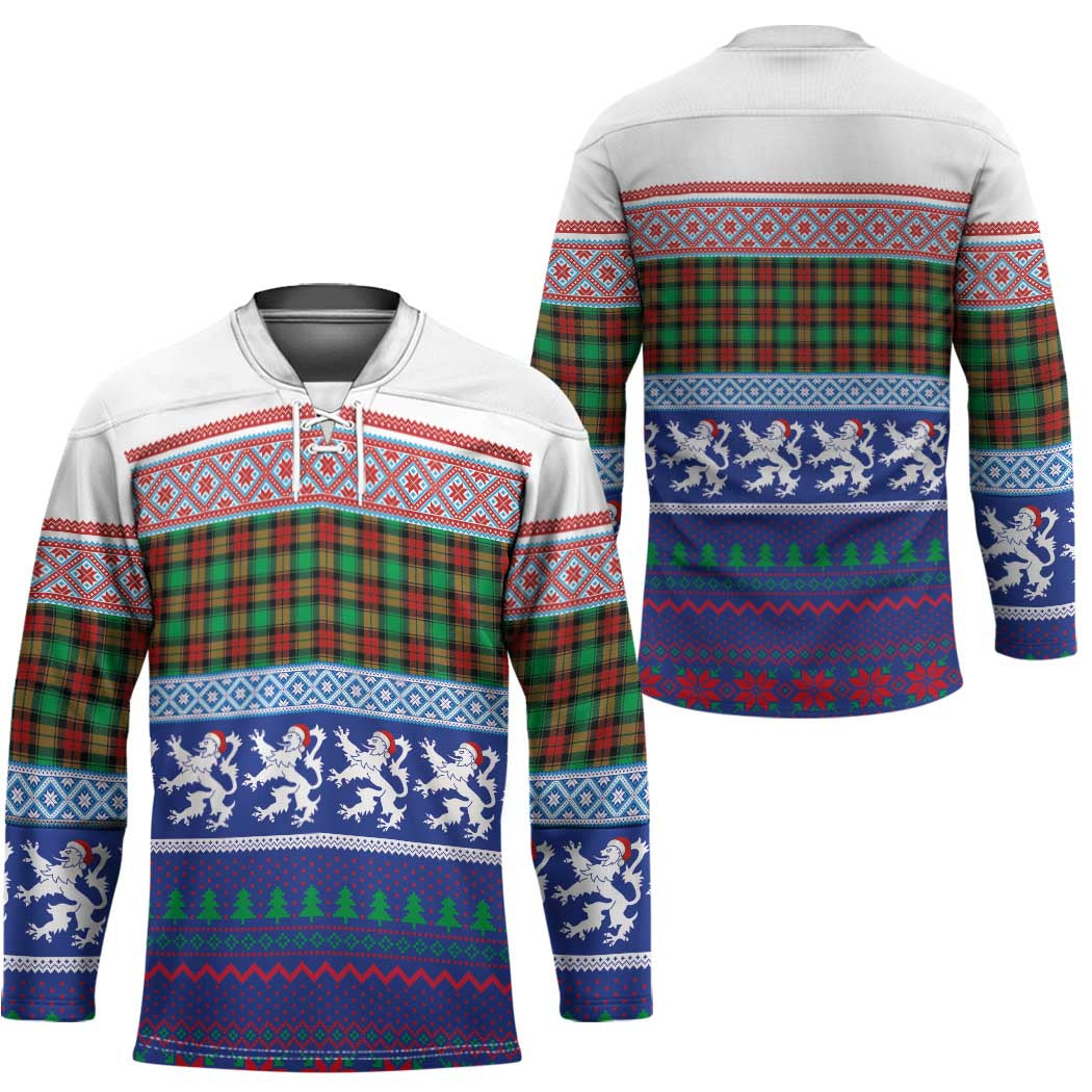 Scottish Christmas Hockey Jersey Xmas Royal Lions and Tartan - Wonder Print Shop