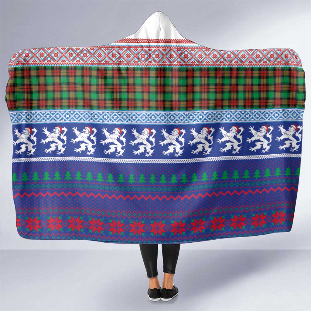 Scottish Christmas Hooded Blanket Xmas Royal Lions and Tartan - Wonder Print Shop