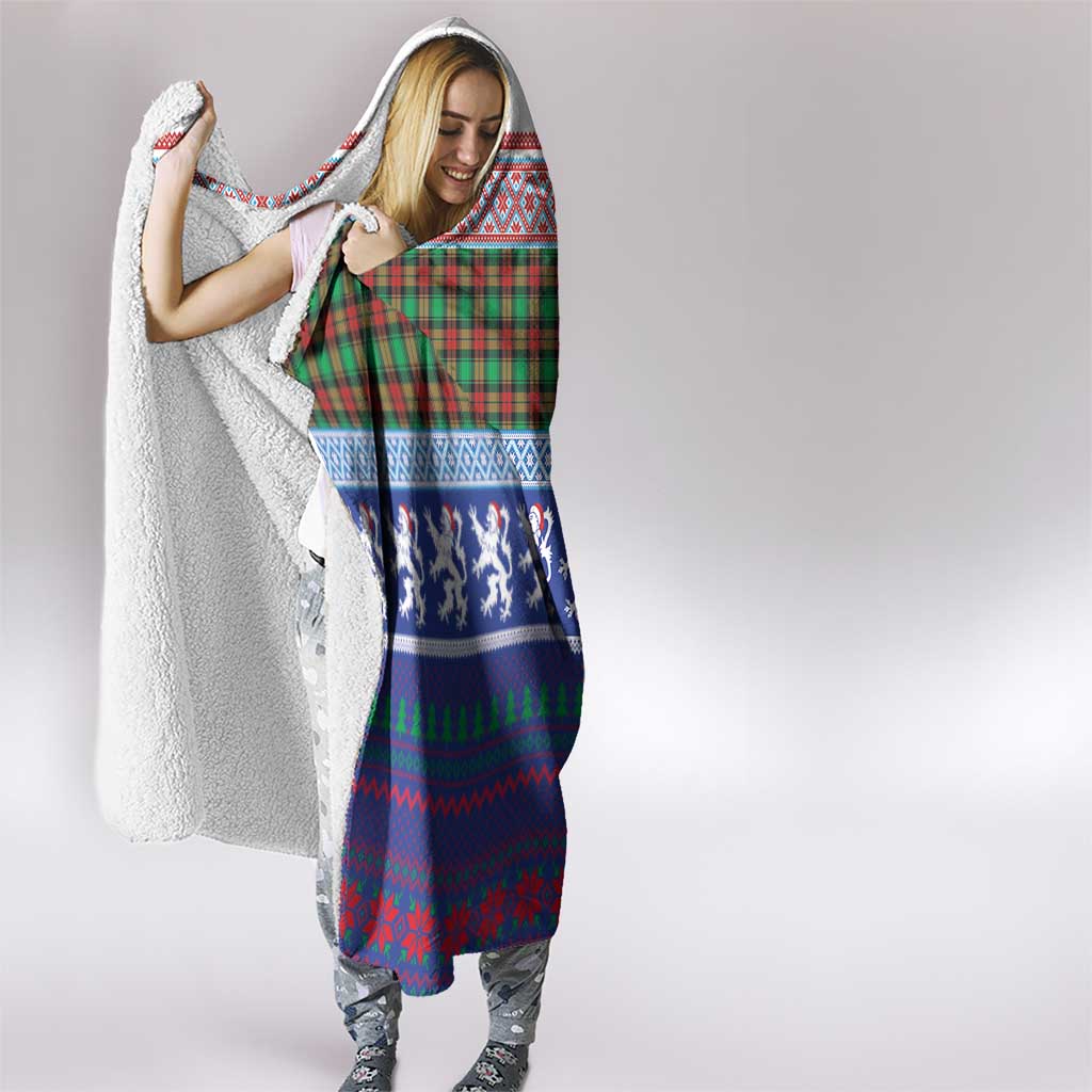 Scottish Christmas Hooded Blanket Xmas Royal Lions and Tartan - Wonder Print Shop