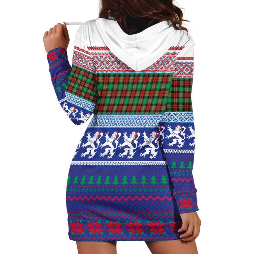 Scottish Christmas Hoodie Dress Xmas Royal Lions and Tartan - Wonder Print Shop