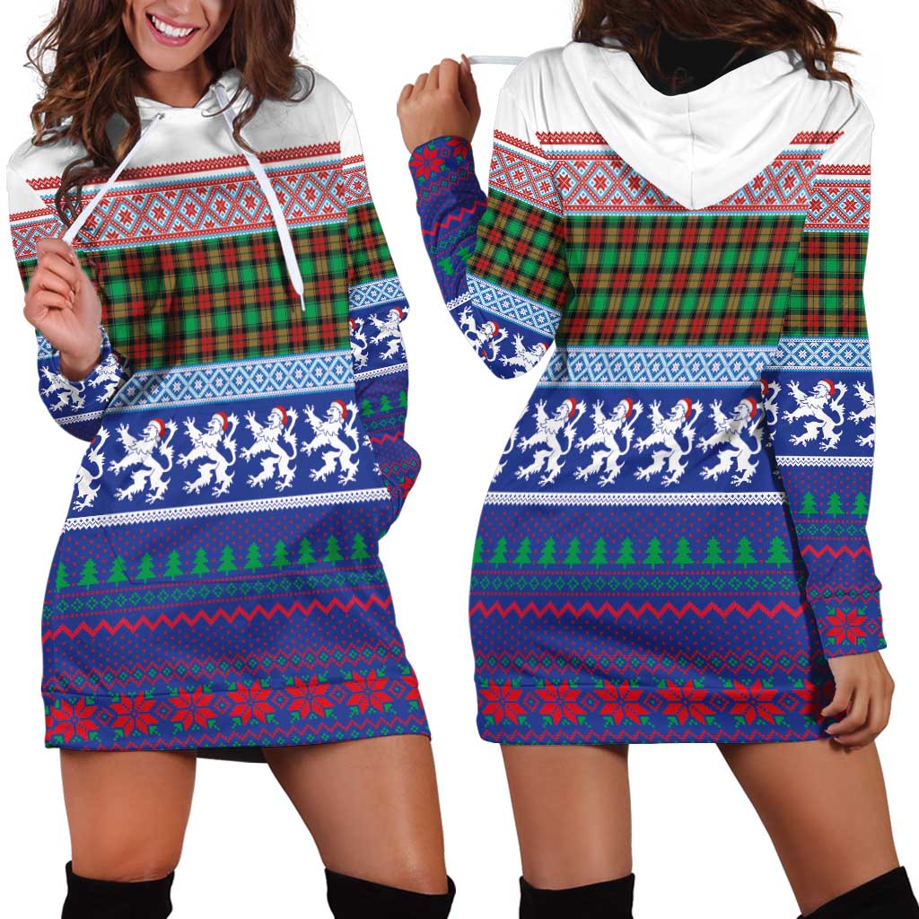 Scottish Christmas Hoodie Dress Xmas Royal Lions and Tartan - Wonder Print Shop