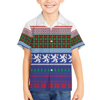 Scottish Christmas Kid Hawaiian Shirt Xmas Royal Lions and Tartan - Wonder Print Shop