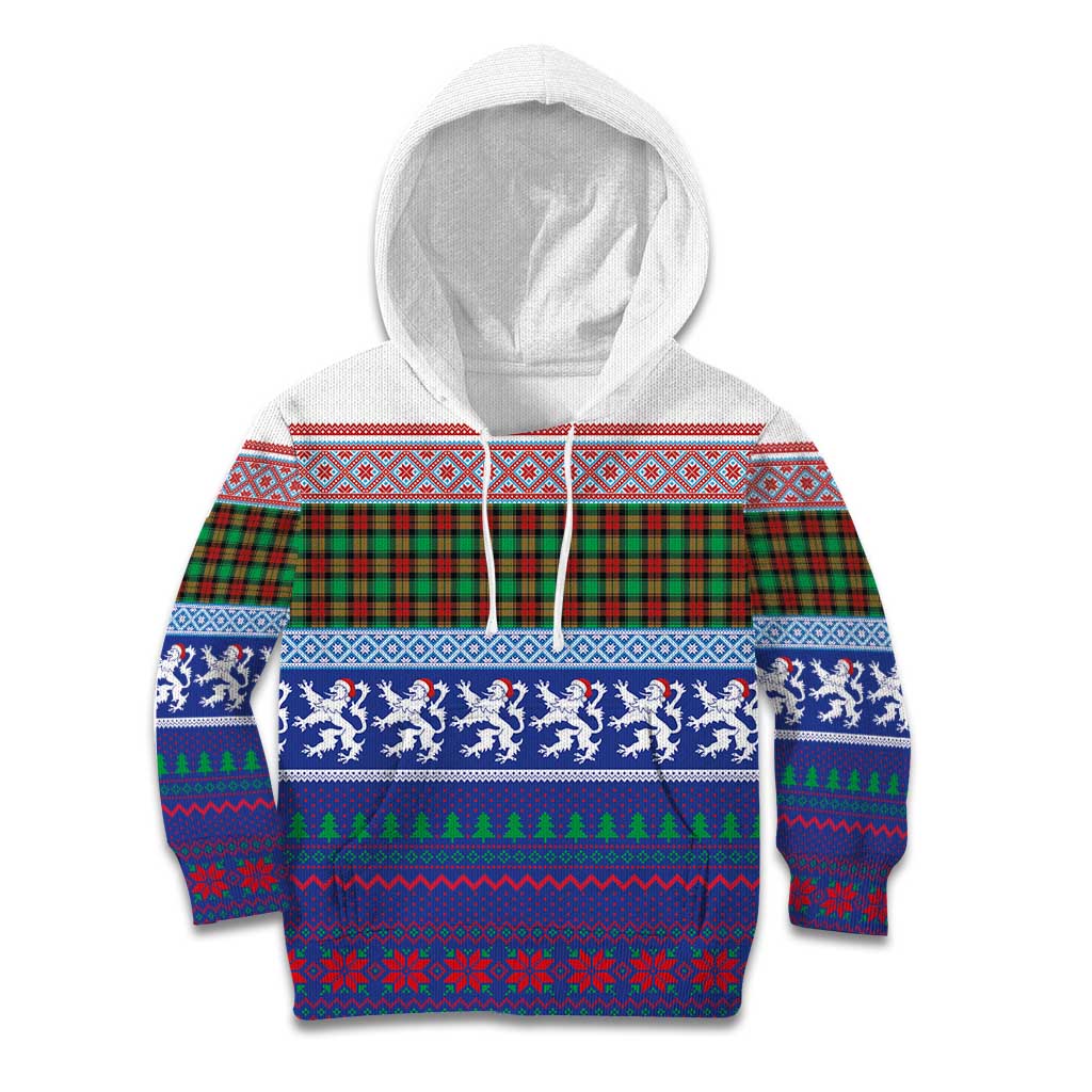 Scottish Christmas Kid Hoodie Xmas Royal Lions and Tartan - Wonder Print Shop