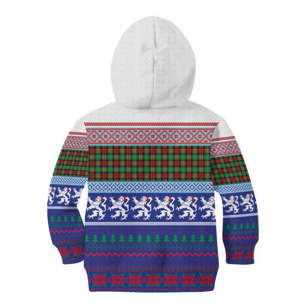Scottish Christmas Kid Hoodie Xmas Royal Lions and Tartan - Wonder Print Shop