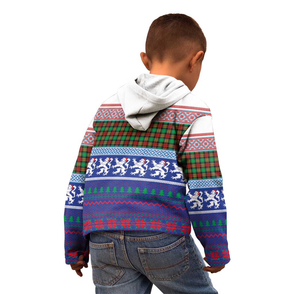Scottish Christmas Kid Hoodie Xmas Royal Lions and Tartan - Wonder Print Shop