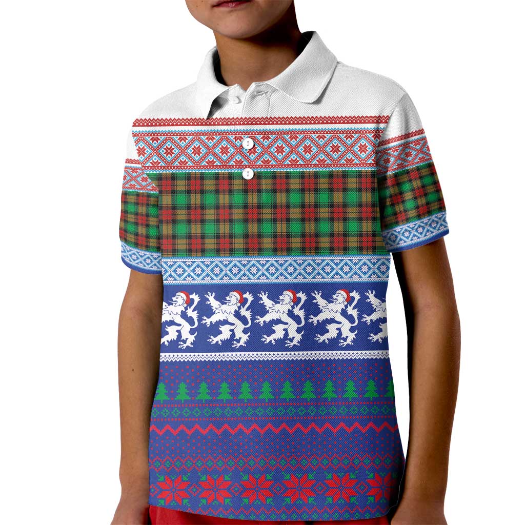 Scottish Christmas Kid Polo Shirt Xmas Royal Lions and Tartan - Wonder Print Shop