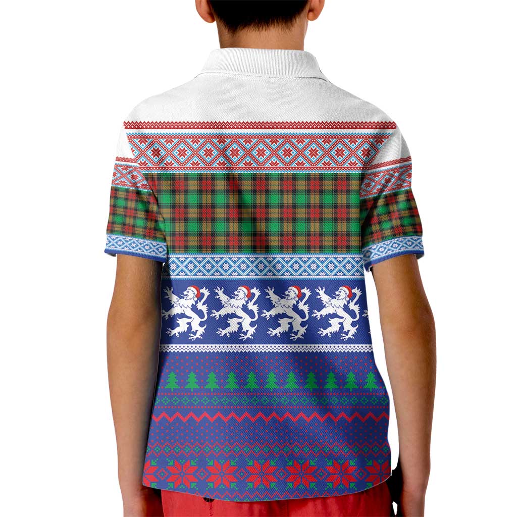 Scottish Christmas Kid Polo Shirt Xmas Royal Lions and Tartan - Wonder Print Shop