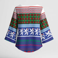 Scottish Christmas Kimono Sleeve Blouse Xmas Royal Lions and Tartan - Wonder Print Shop