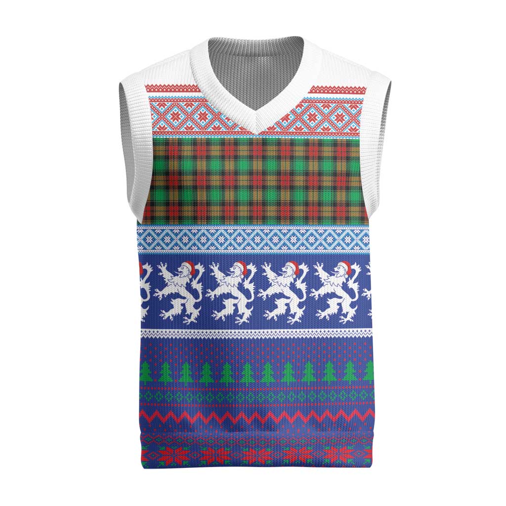 Scottish Christmas Knitted V-Neck Vest Xmas Royal Lions and Tartan - Wonder Print Shop