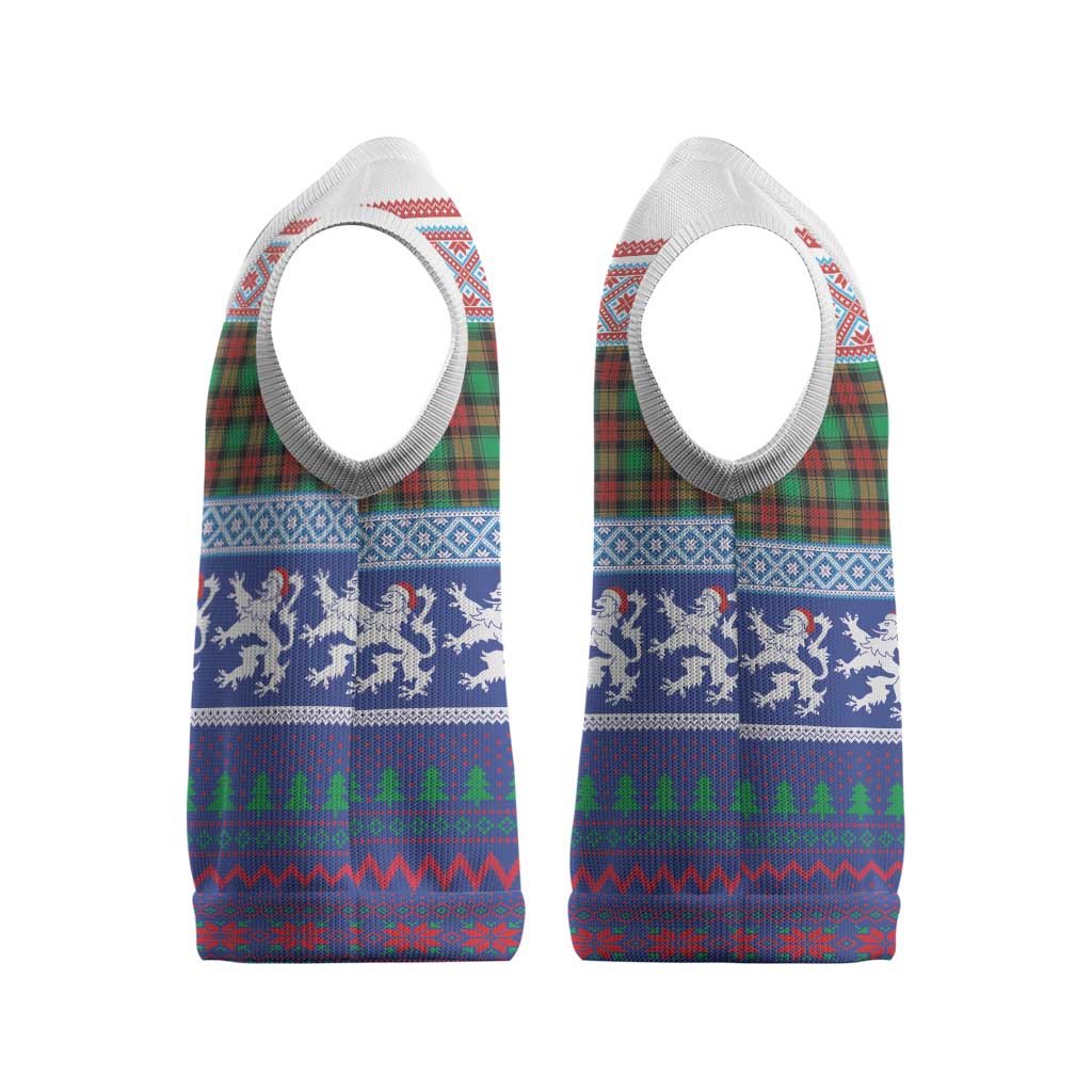 Scottish Christmas Knitted V-Neck Vest Xmas Royal Lions and Tartan - Wonder Print Shop