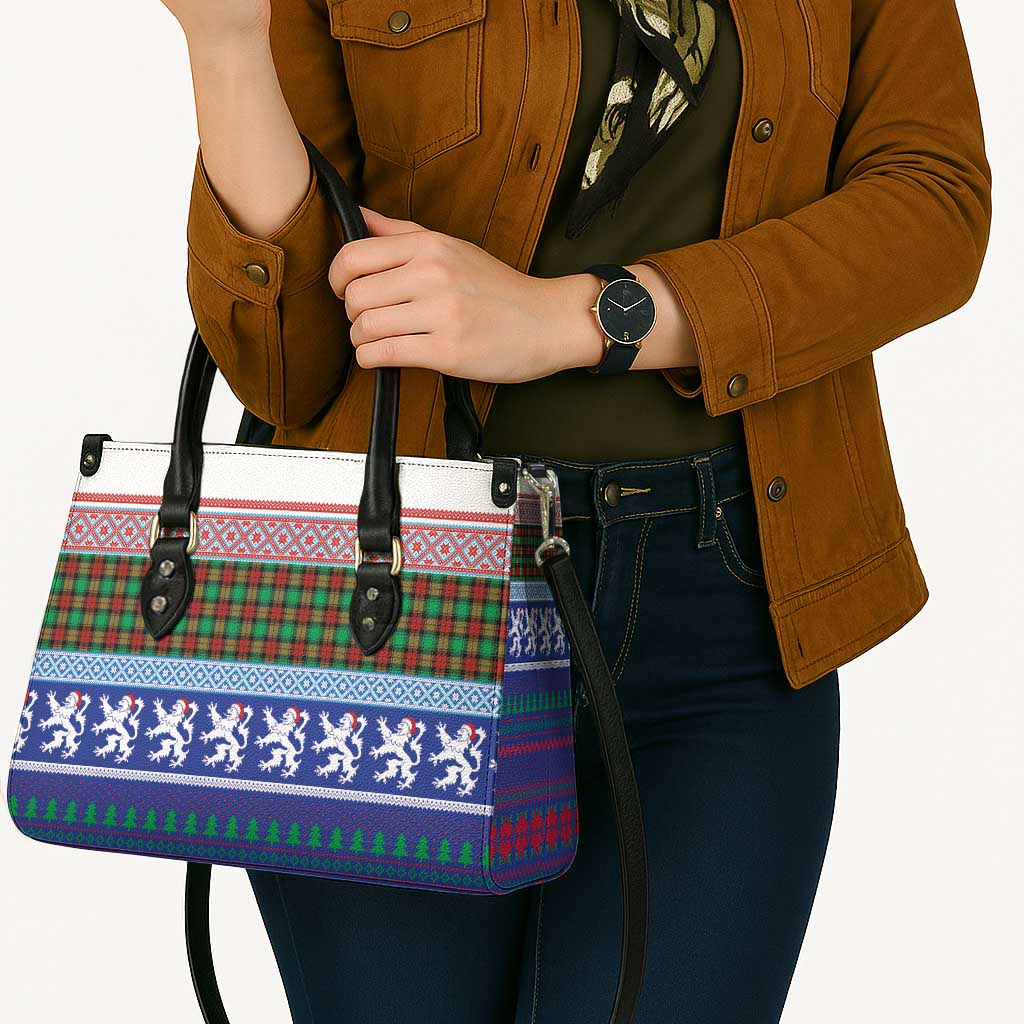 Scottish Christmas Leather Bag Xmas Royal Lions and Tartan - Wonder Print Shop