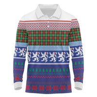 Scottish Christmas Long Sleeve Polo Shirt Xmas Royal Lions and Tartan - Wonder Print Shop