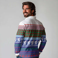 Scottish Christmas Long Sleeve Polo Shirt Xmas Royal Lions and Tartan - Wonder Print Shop