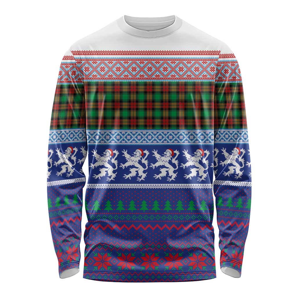 Scottish Christmas Long Sleeve Shirt Xmas Royal Lions and Tartan - Wonder Print Shop