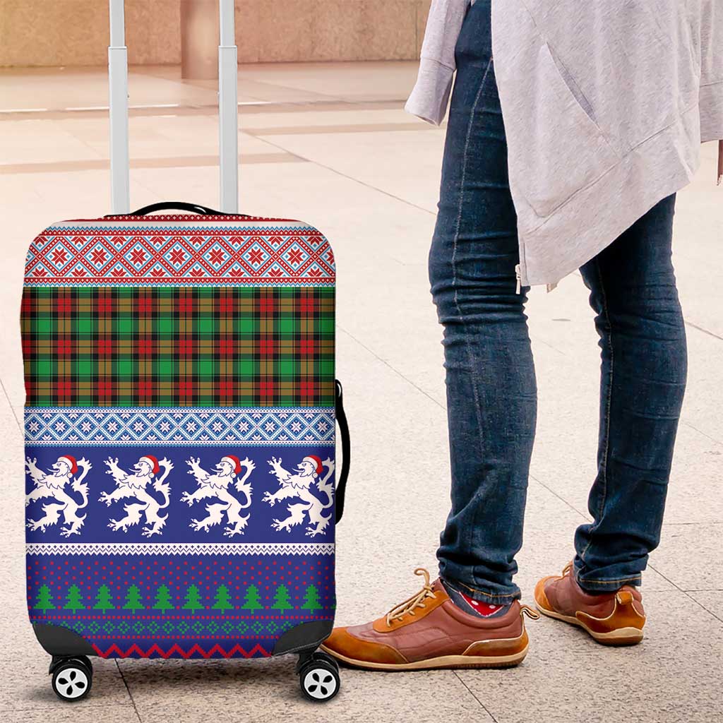 Scottish Christmas Luggage Cover Xmas Royal Lions and Tartan - Wonder Print Shop