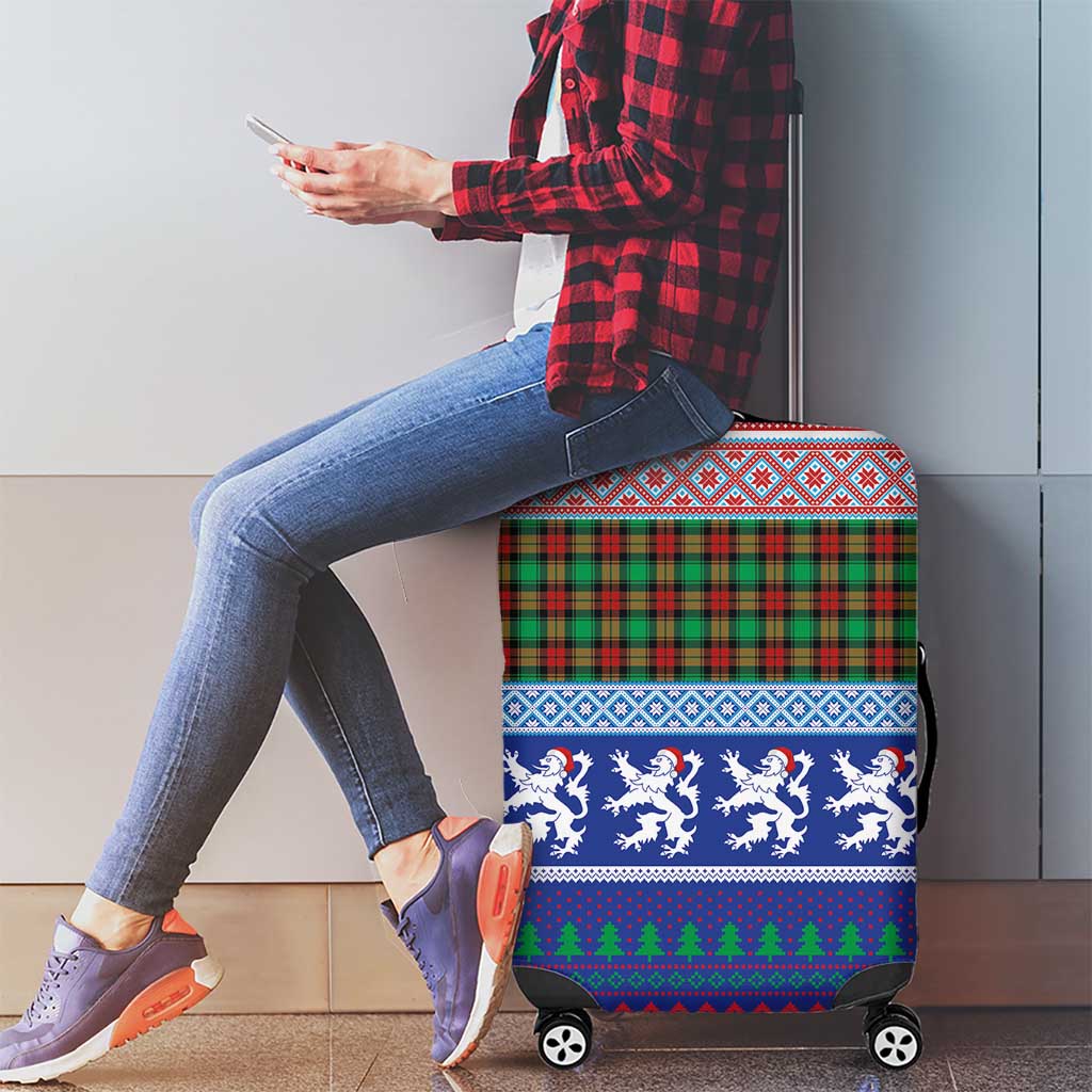 Scottish Christmas Luggage Cover Xmas Royal Lions and Tartan - Wonder Print Shop