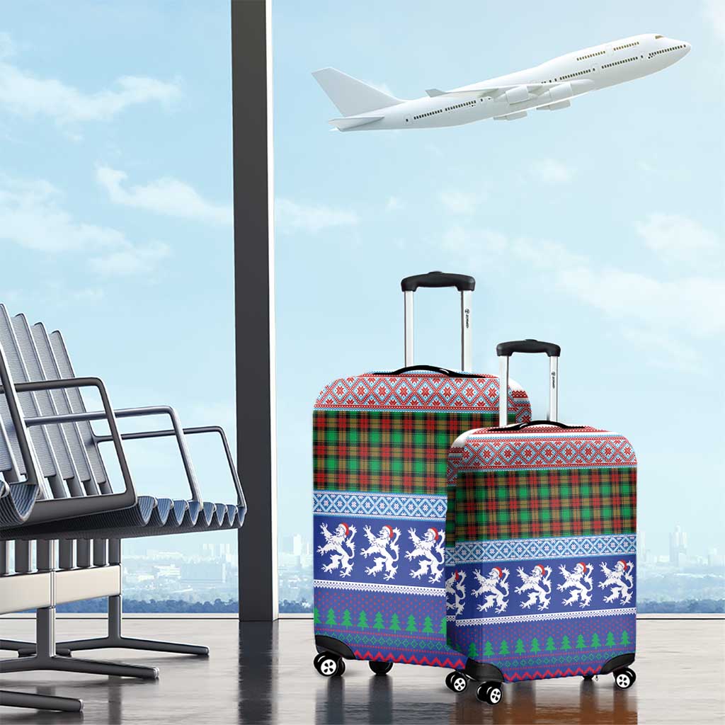 Scottish Christmas Luggage Cover Xmas Royal Lions and Tartan - Wonder Print Shop
