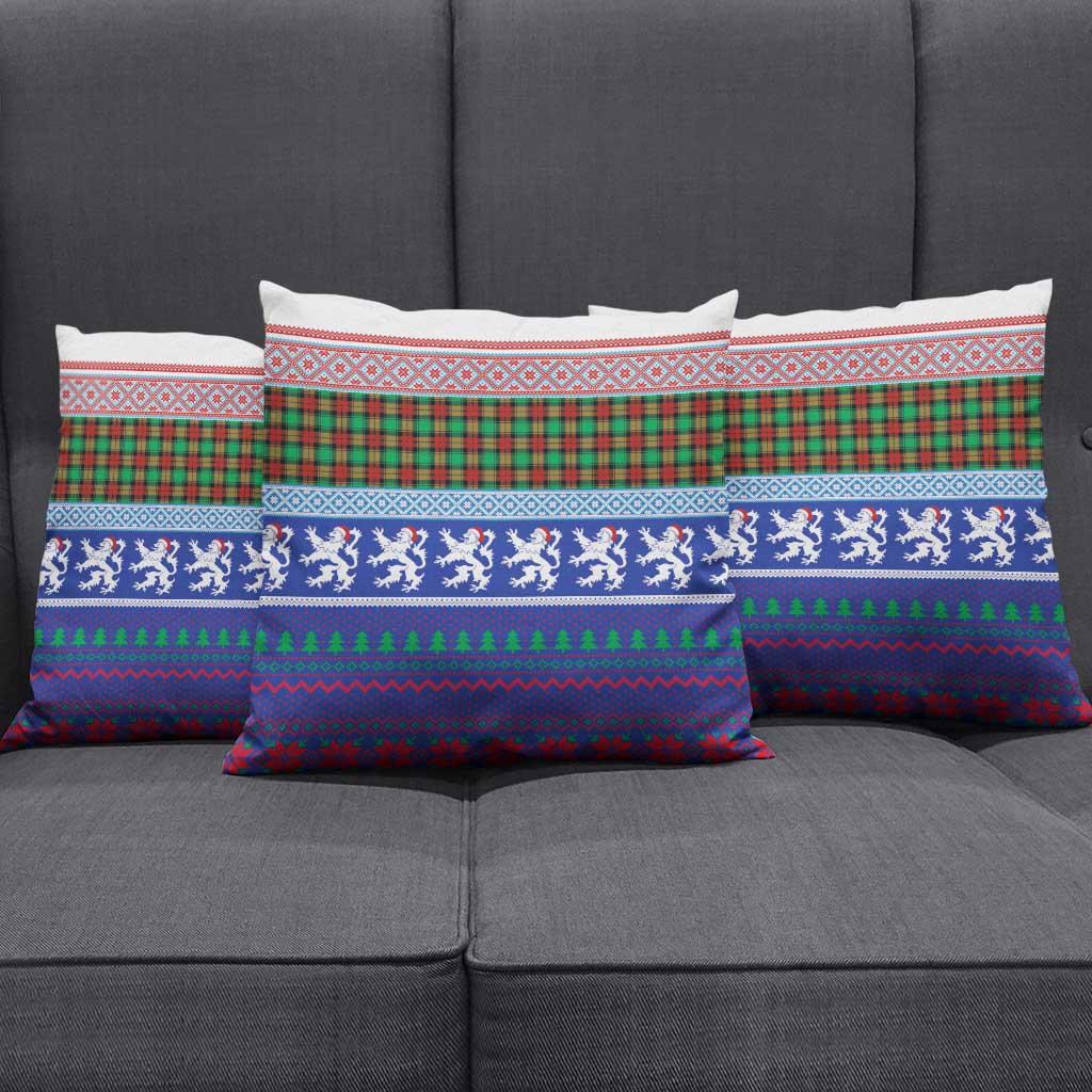 Scottish Christmas Pillow Cover Xmas Royal Lions and Tartan - Wonder Print Shop