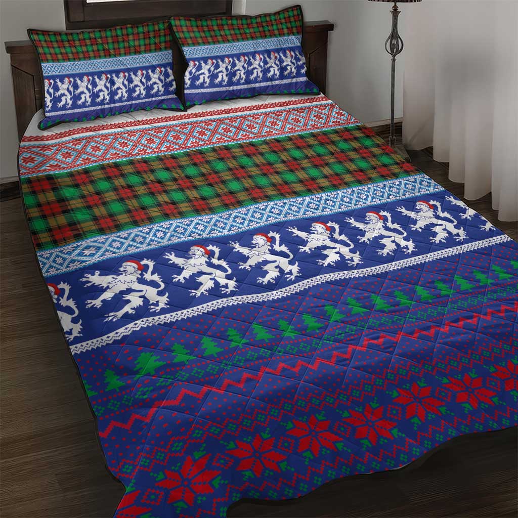 Scottish Christmas Quilt Bed Set Xmas Royal Lions and Tartan - Wonder Print Shop