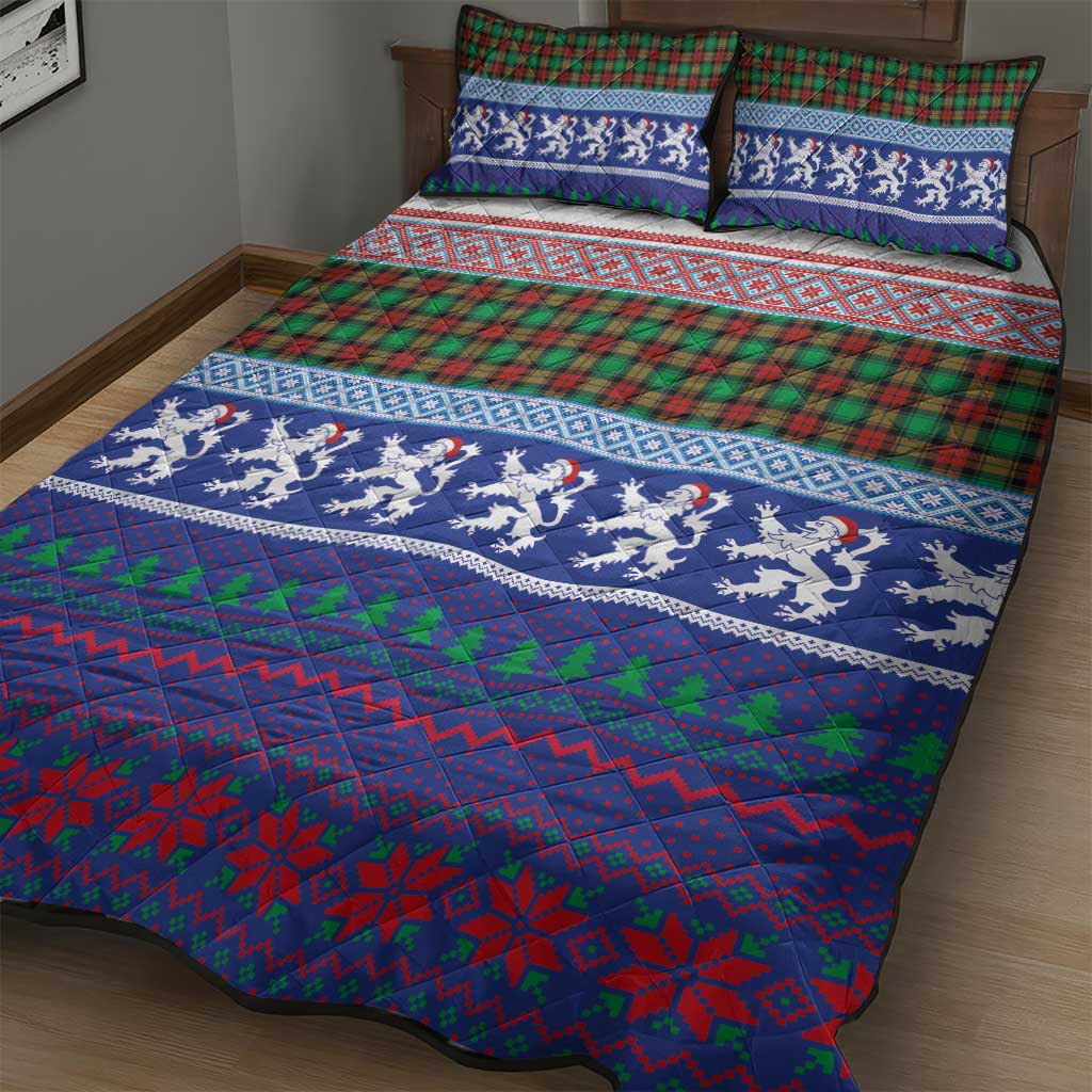 Scottish Christmas Quilt Bed Set Xmas Royal Lions and Tartan - Wonder Print Shop
