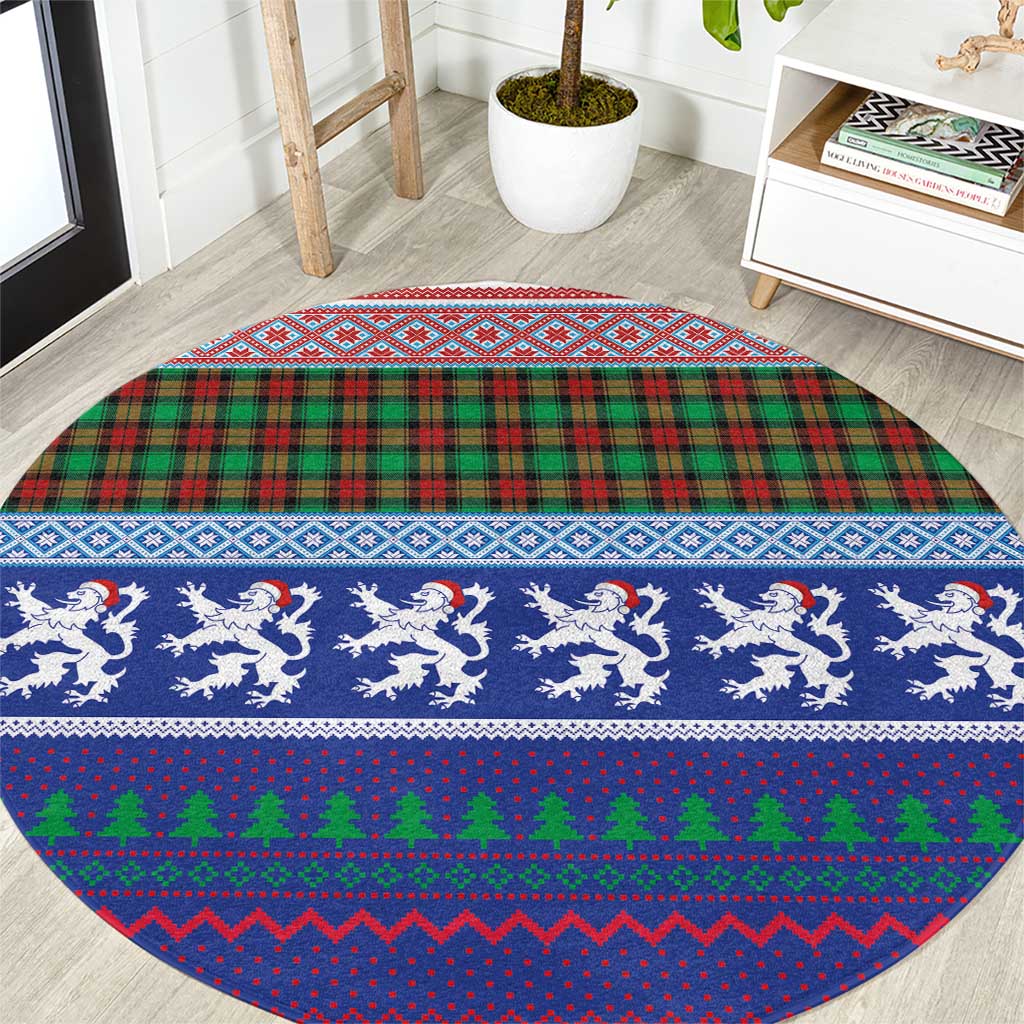 Scottish Christmas Round Carpet Xmas Royal Lions and Tartan - Wonder Print Shop