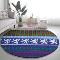 Scottish Christmas Round Carpet Xmas Royal Lions and Tartan - Wonder Print Shop