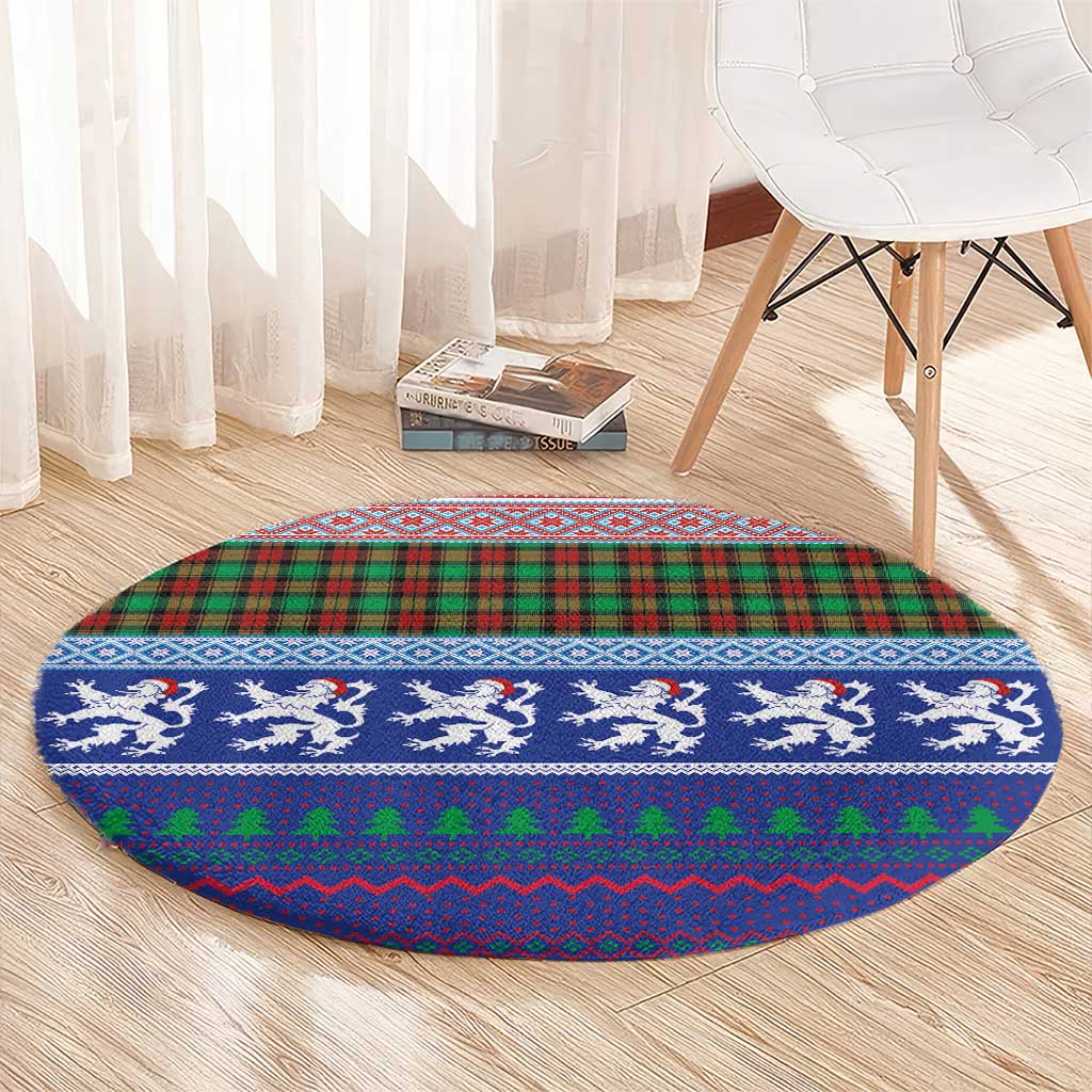 Scottish Christmas Round Carpet Xmas Royal Lions and Tartan - Wonder Print Shop