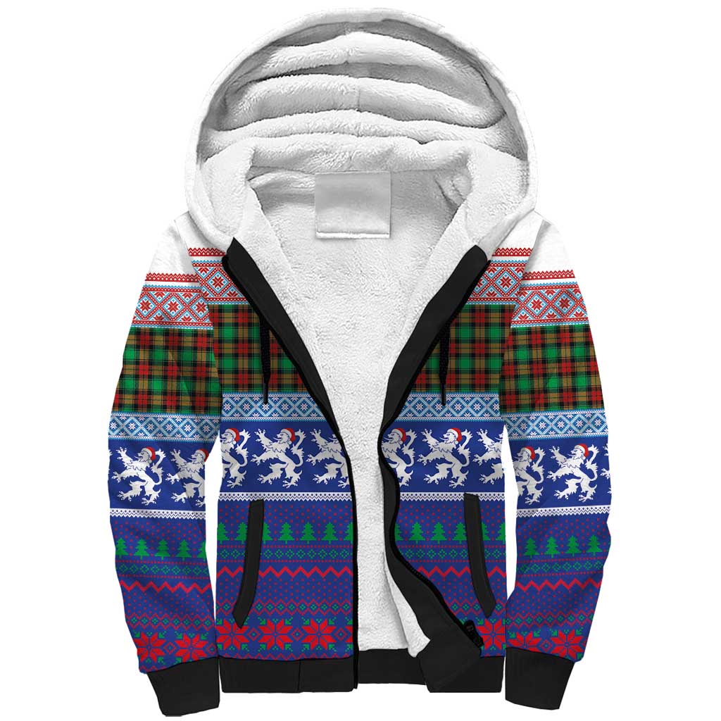 Scottish Christmas Sherpa Hoodie Xmas Royal Lions and Tartan - Wonder Print Shop