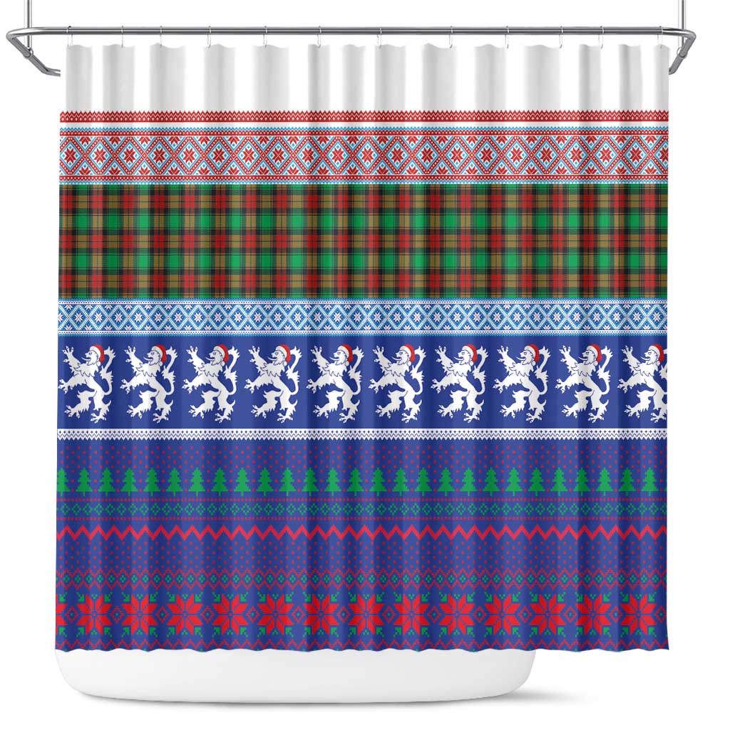 Scottish Christmas Shower Curtain Xmas Royal Lions and Tartan - Wonder Print Shop
