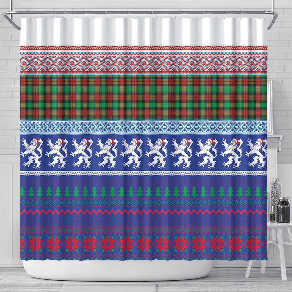 Scottish Christmas Shower Curtain Xmas Royal Lions and Tartan - Wonder Print Shop