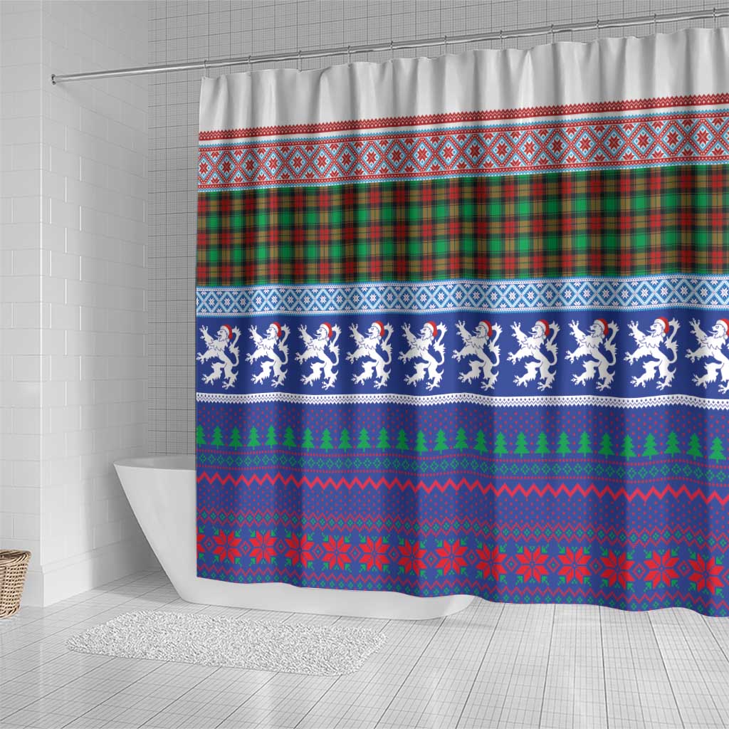 Scottish Christmas Shower Curtain Xmas Royal Lions and Tartan - Wonder Print Shop