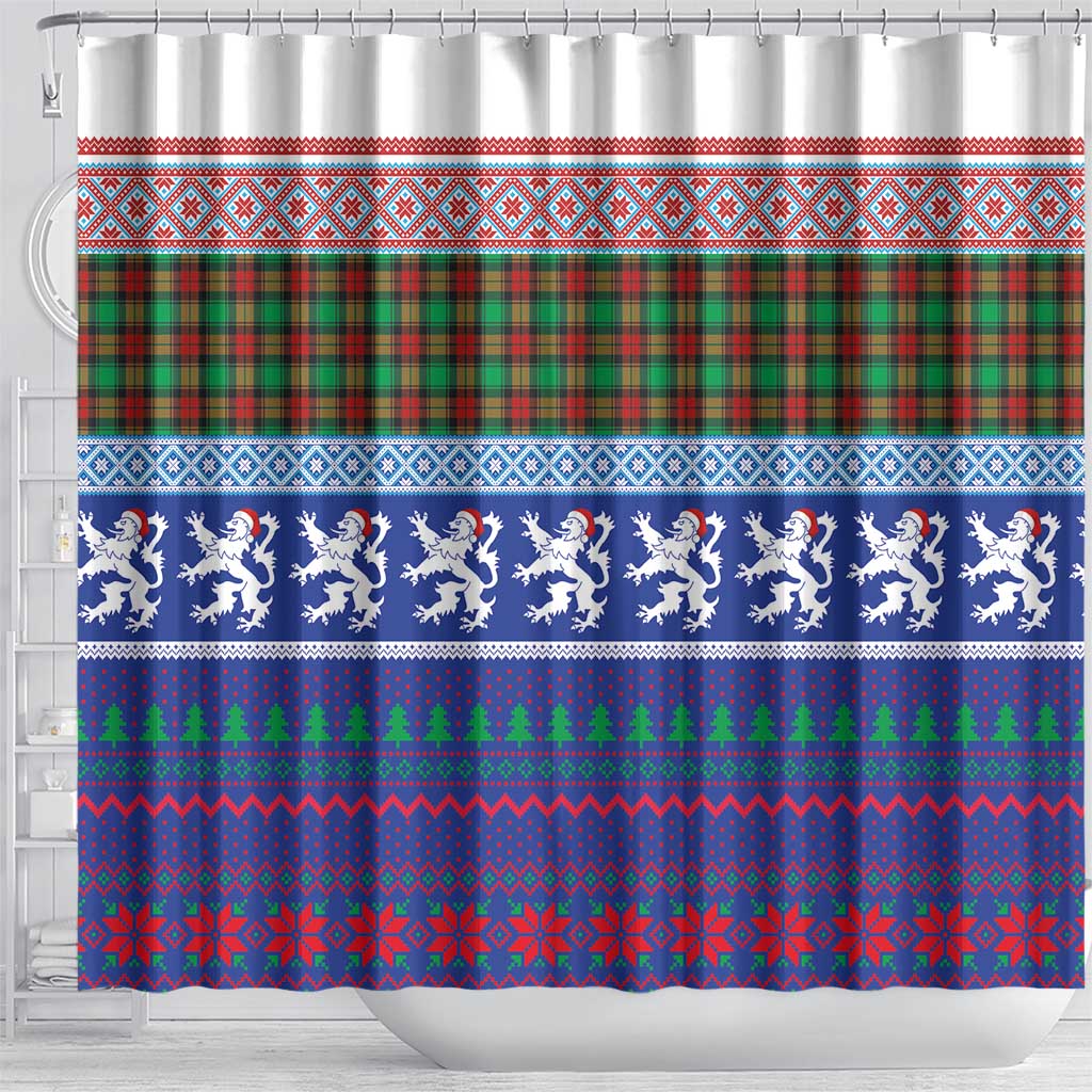 Scottish Christmas Shower Curtain Xmas Royal Lions and Tartan - Wonder Print Shop