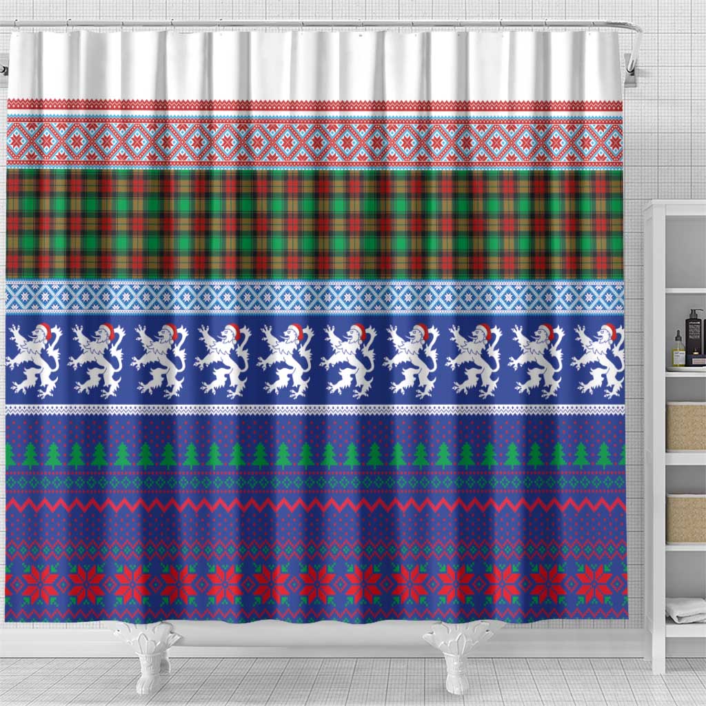 Scottish Christmas Shower Curtain Xmas Royal Lions and Tartan - Wonder Print Shop