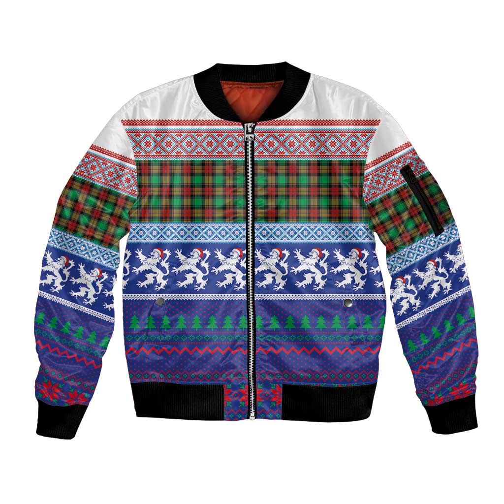Scottish Christmas Sleeve Zip Bomber Jacket Xmas Royal Lions and Tartan - Wonder Print Shop