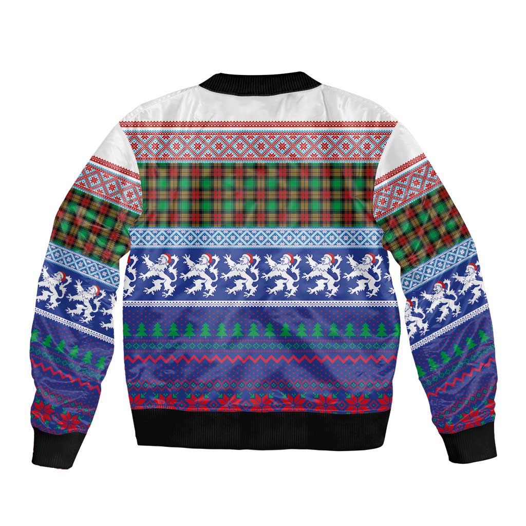 Scottish Christmas Sleeve Zip Bomber Jacket Xmas Royal Lions and Tartan - Wonder Print Shop