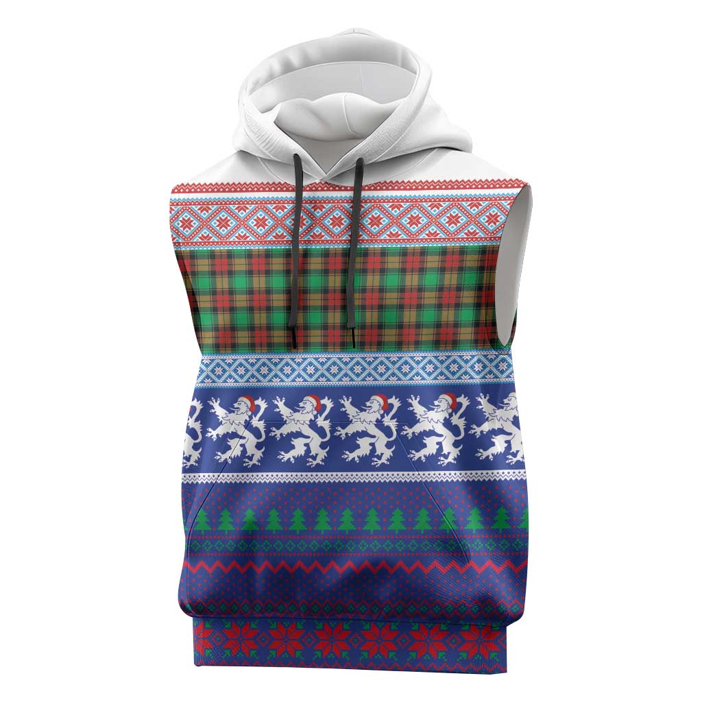 Scottish Christmas Sleeveless Hoodie Xmas Royal Lions and Tartan - Wonder Print Shop