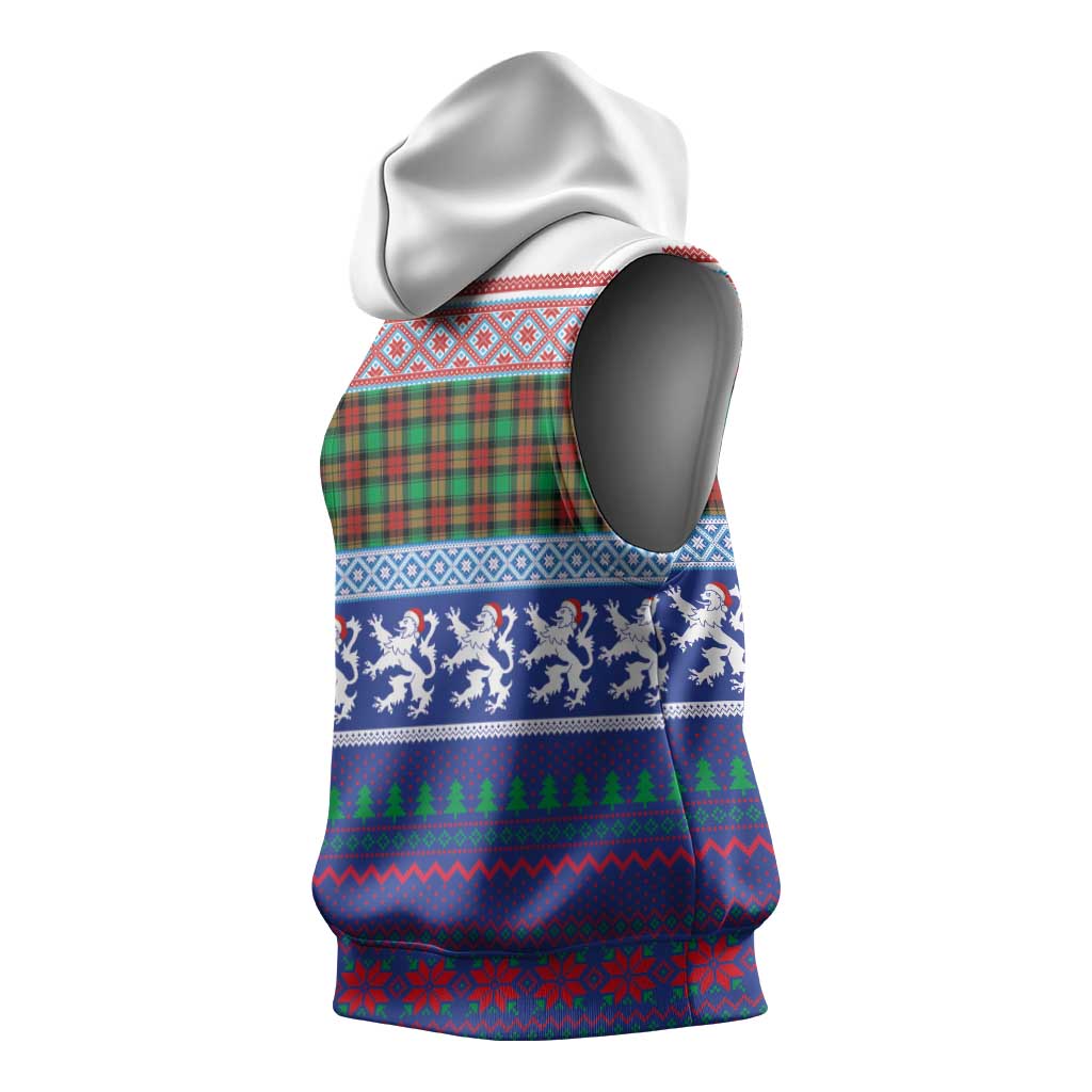 Scottish Christmas Sleeveless Hoodie Xmas Royal Lions and Tartan - Wonder Print Shop