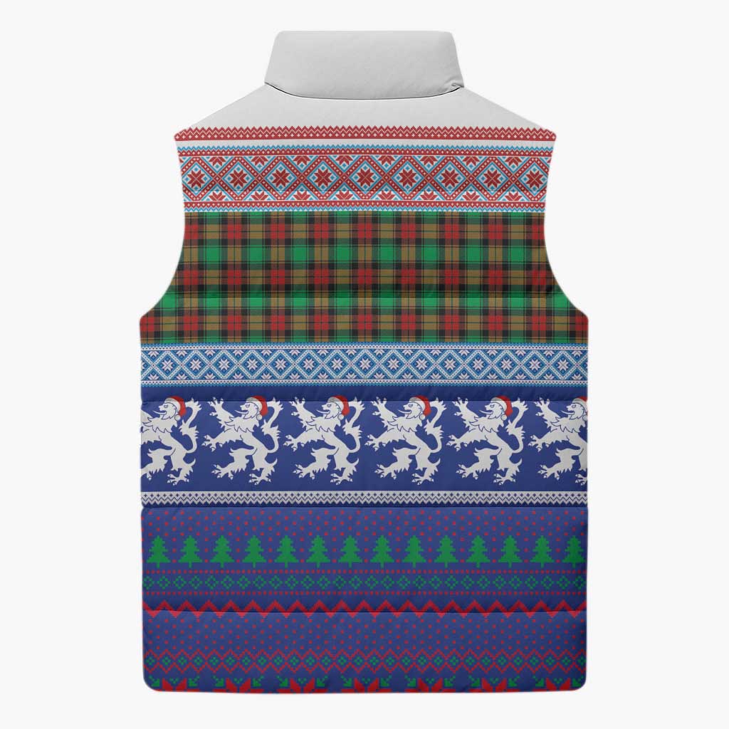Scottish Christmas Sleeveless Puffer Jacket Xmas Royal Lions and Tartan - Wonder Print Shop