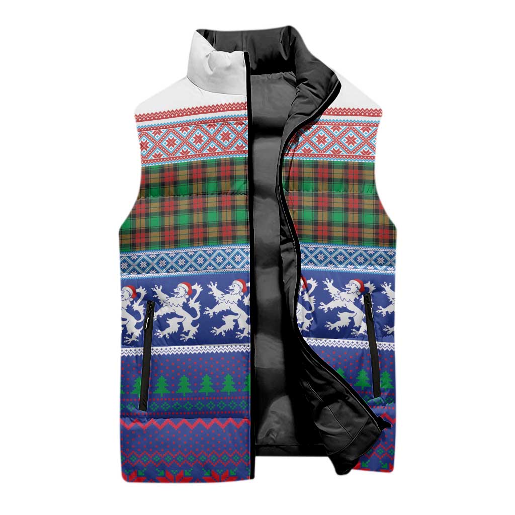 Scottish Christmas Sleeveless Puffer Jacket Xmas Royal Lions and Tartan - Wonder Print Shop