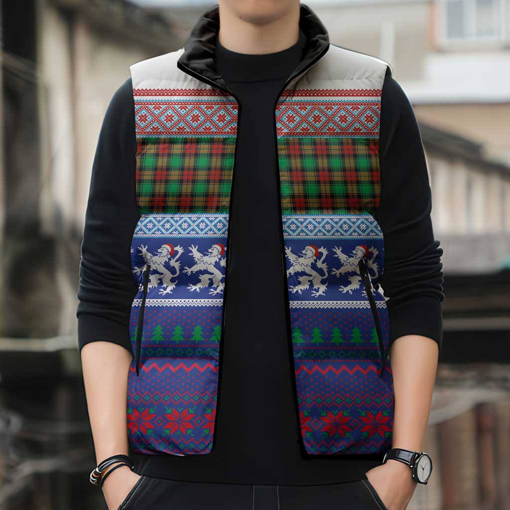 Scottish Christmas Sleeveless Puffer Jacket Xmas Royal Lions and Tartan - Wonder Print Shop